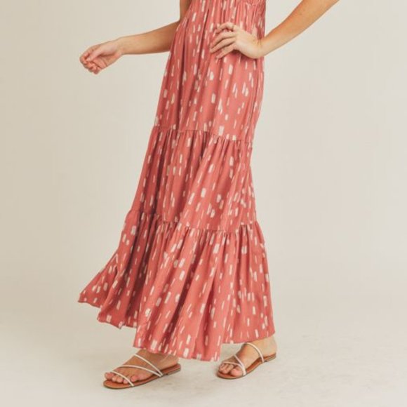 ❤️HP! Mauve Cream Printed Tiered Maxi Dress - Picture 8 of 11